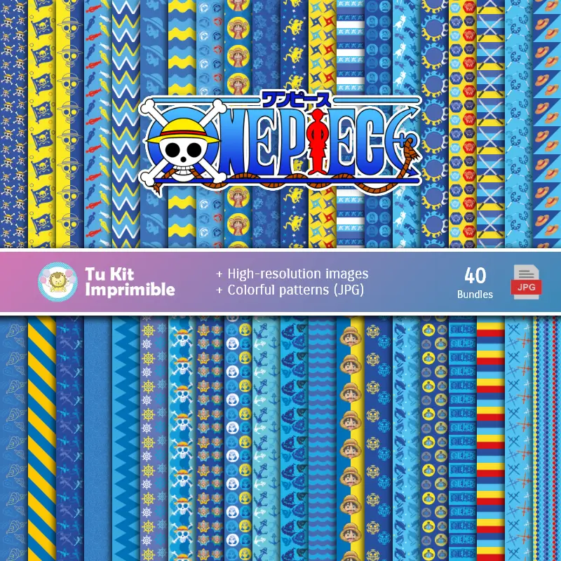Set de Papeles Digitales One Piece - Fondos para Fiestas y Scrapbooking
