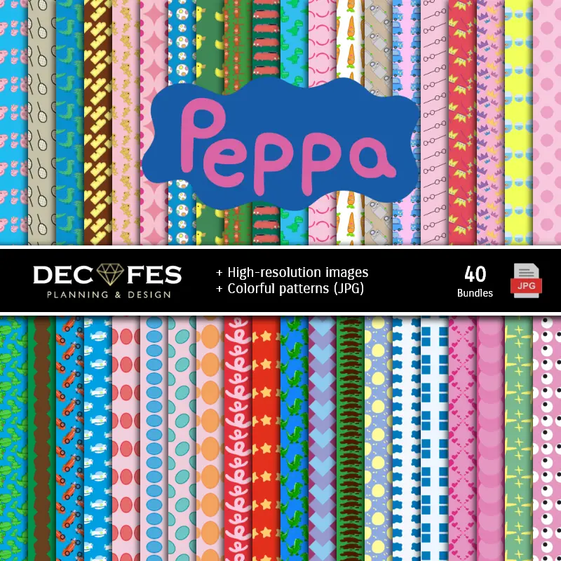 Set de Papeles Digitales Peppa Pig - Fondos para Fiestas y Scrapbooking