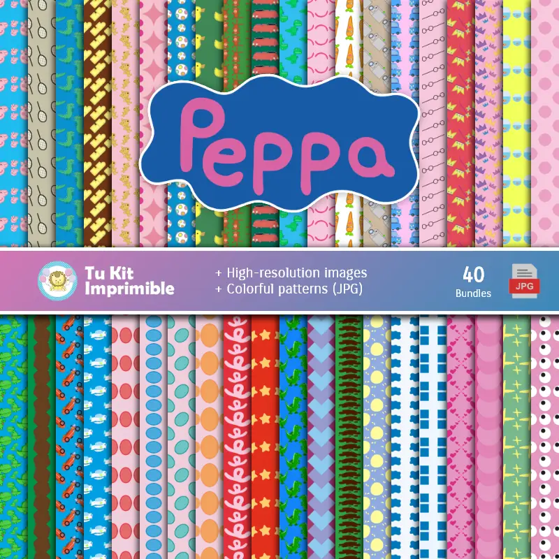 Set de Papeles Digitales Peppa Pig - Fondos para Fiestas y Scrapbooking