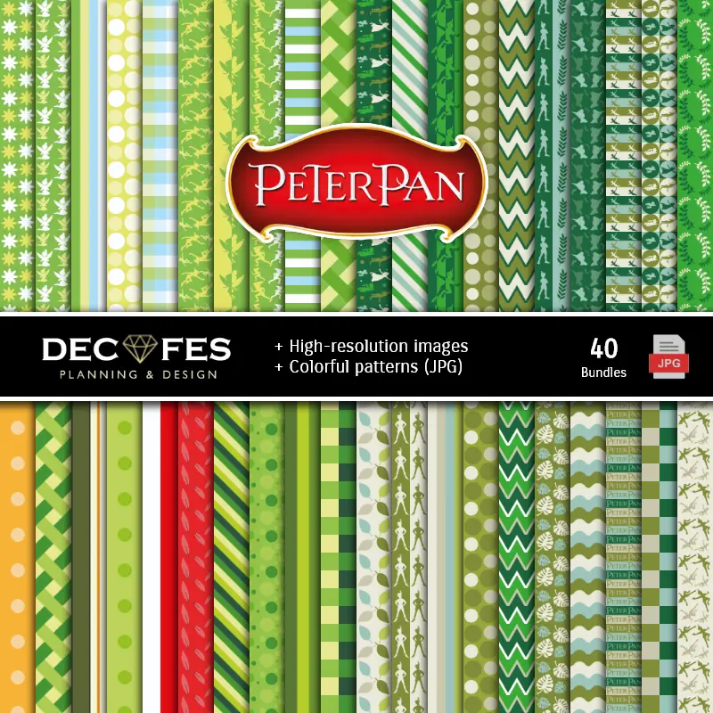Set de Papeles Digitales Peter Pan - Fondos para Fiestas y Scrapbooking