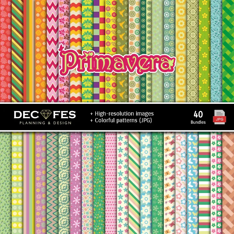 Set de Papeles Digitales Primavera - Fondos para Fiestas y Scrapbooking