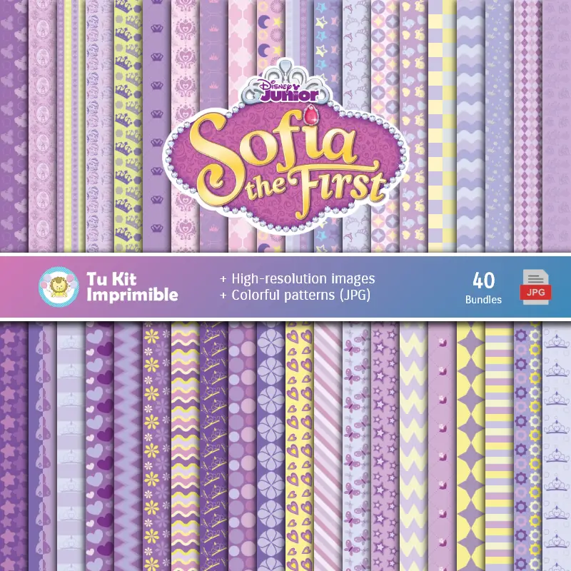 Set de Papeles Digitales Princesa Sofía - Fondos para Fiestas y Scrapbooking