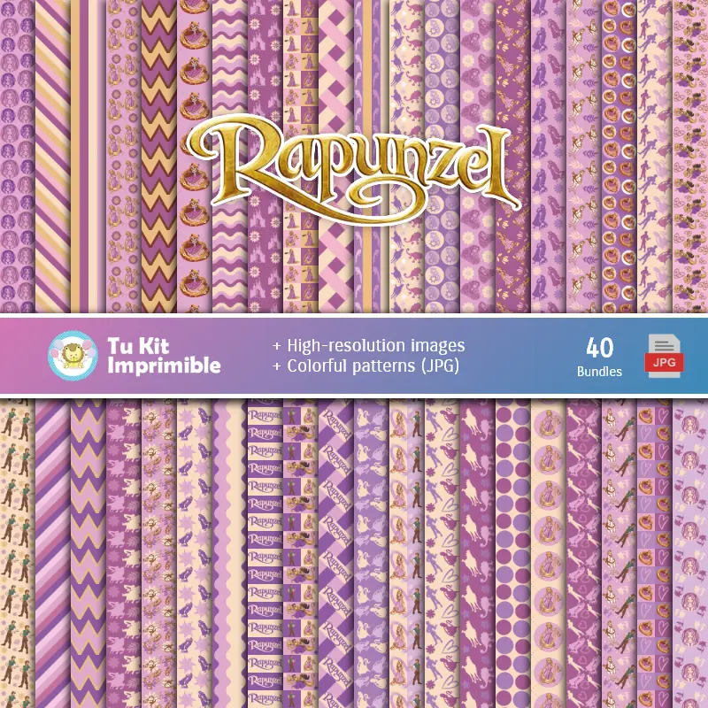 Rapunzel 数字相纸集 - Fiestas 和 Scrapbook 的喷泉