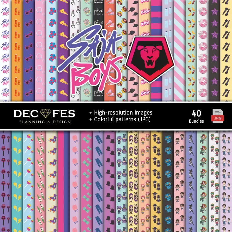 Set de Papeles Digitales Saja Boys - Fondos para Fiestas y Scrapbooking