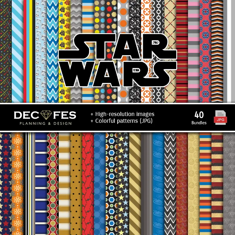 Set de Papeles Digitales Star Wars - Fondos para Fiestas y Scrapbooking