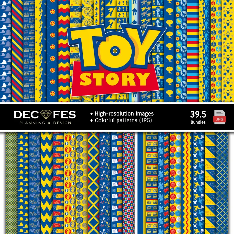 Set de Papeles Digitales Toy Story - Fondos para Fiestas y Scrapbooking
