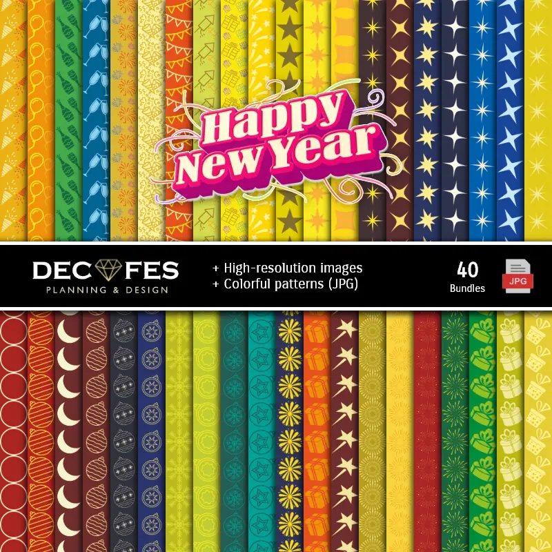 Fondos | Set de Papeles Digitales Ano Novo - Fundos para Festas e Scrapbooking