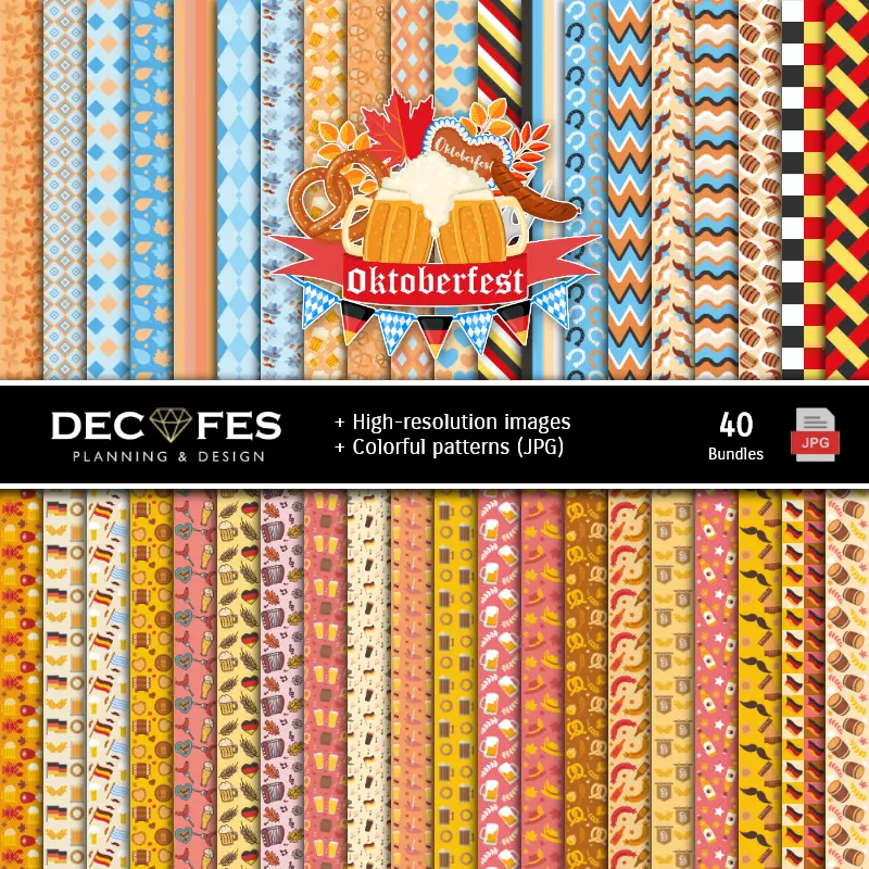 Fondos | Set de Papeles Digitales Octoberfest - Fundos para Festas e Scrapbooking
