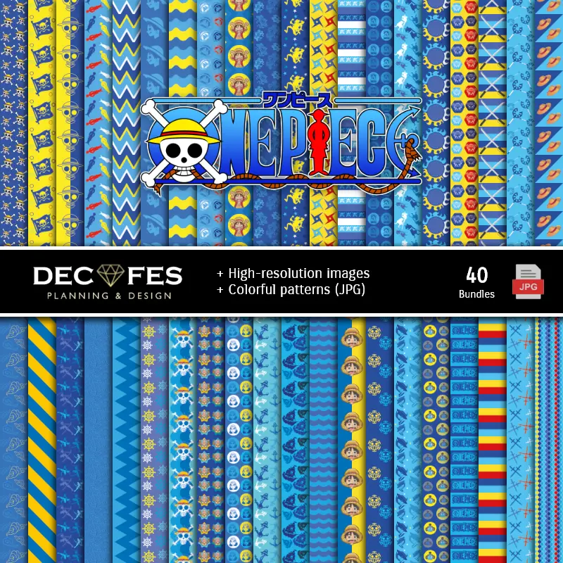 Fondos | Set de Papeles Digitales One Piece - Fundos para Festas e Scrapbooking