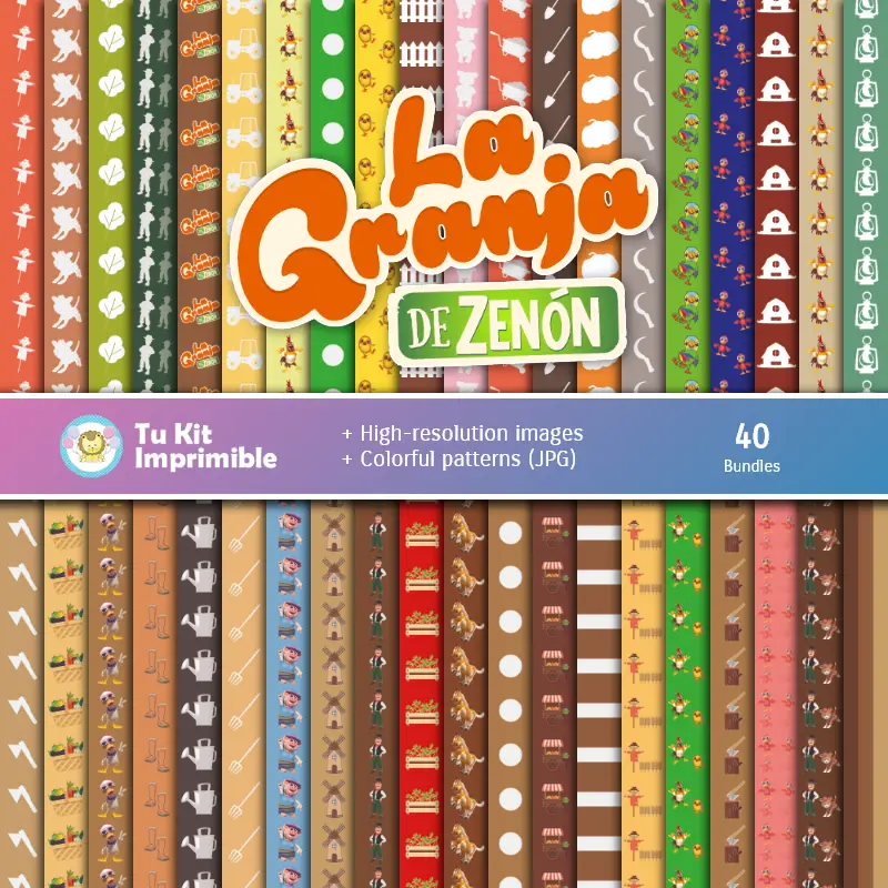 Set di carta digitale Zenon's Farm - Sfondi per feste e scrapbooking