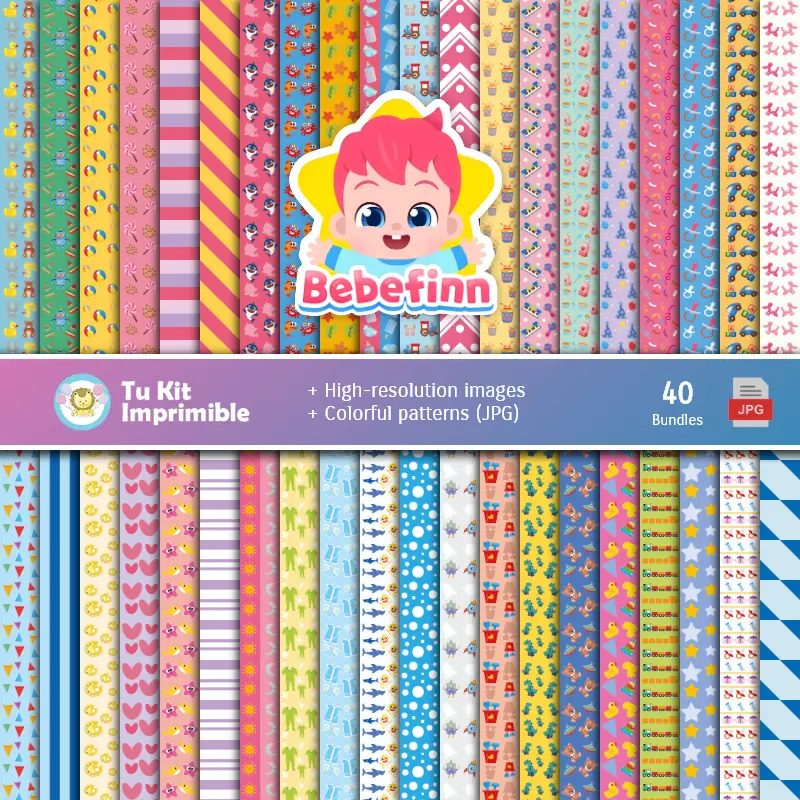 Set di carte digitali Bebefinn - Sfondi per feste e scrapbooking
