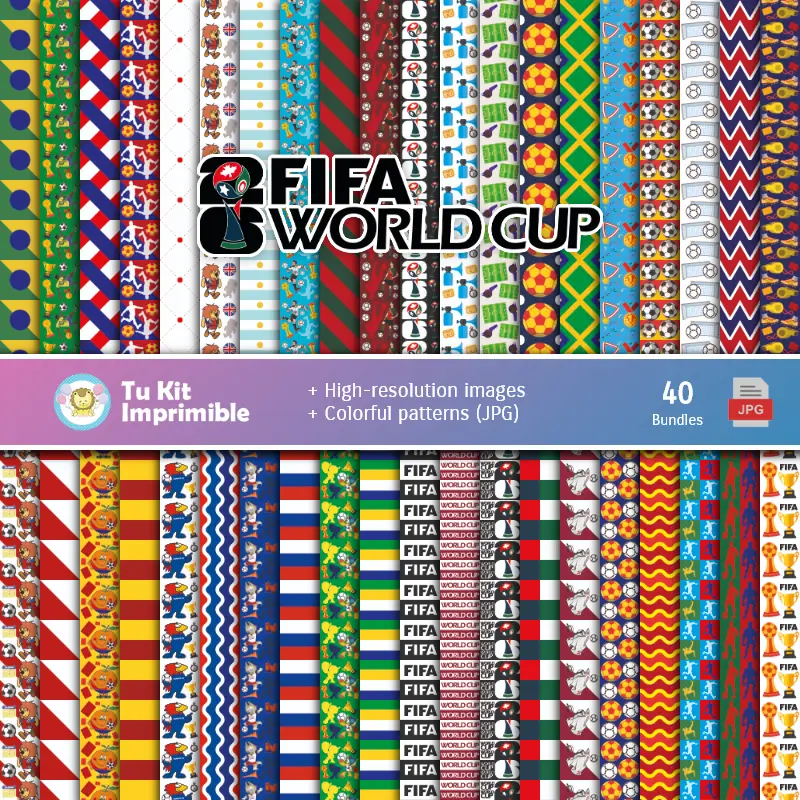 Set di carte digitali per i Mondiali di calcio - Sfondi per feste e scrapbooking