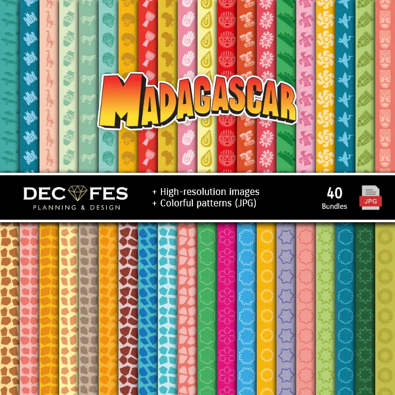 Fondos | Set papier numérique de Madagascar - Fondations et scrapbooking