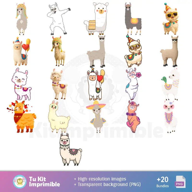 Personajes | Fundos Alpacas - Papel Digital para Decoração