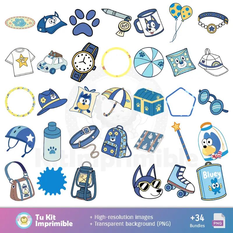 Números Temáticos | Fundos Bluey - Papel Digital para Decoração