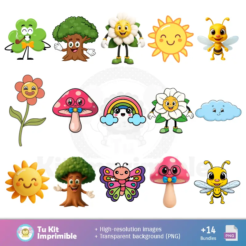 Personajes | Fundos Primavera - Papel Digital para Decoração