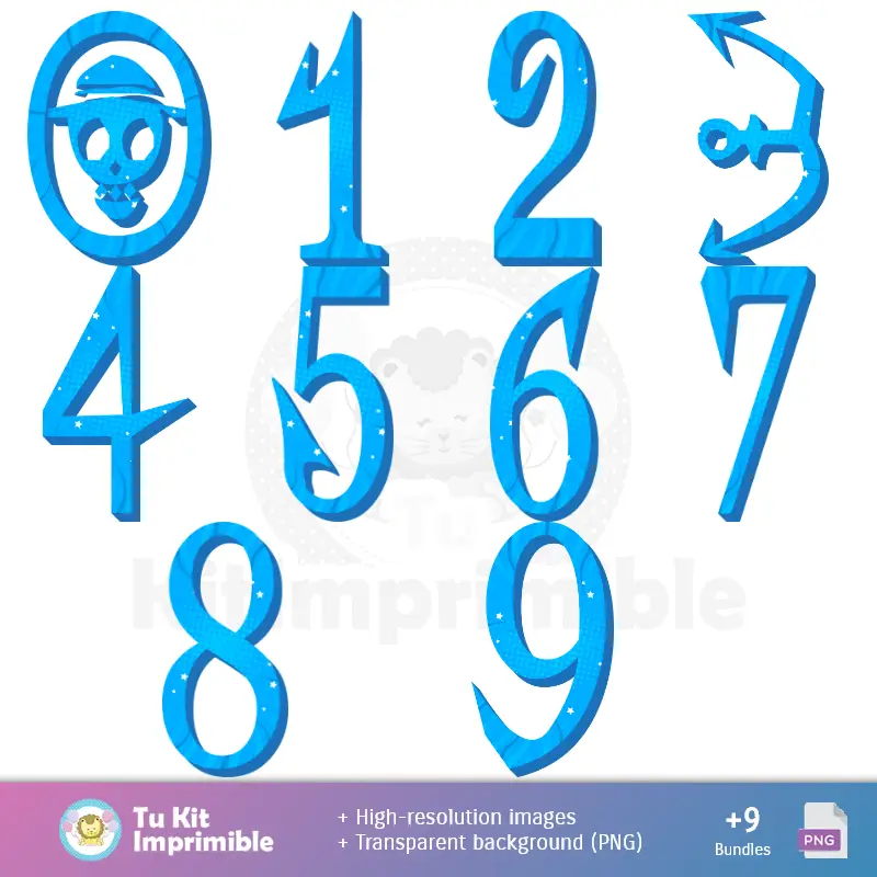 Números Temáticos | Fundos One Piece - Papel Digital para Decoração