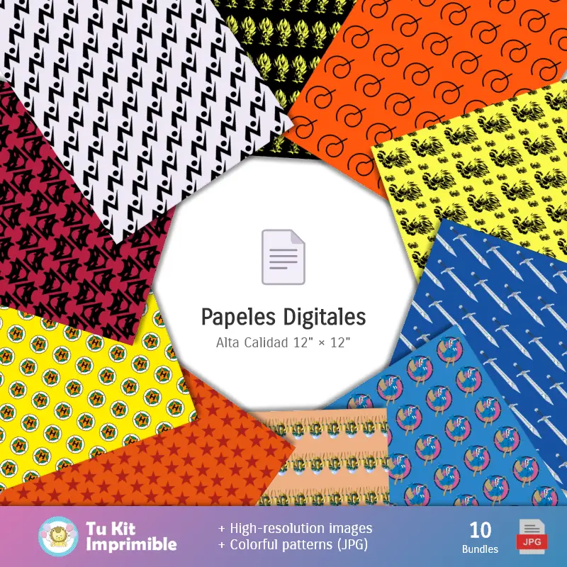 Fundos Dragon Ball Z - Papeles Digitales para Decoração