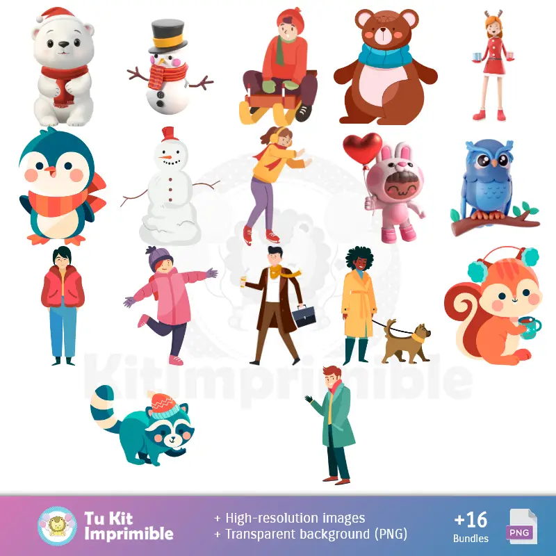 Personajes | Fundos Inverno - Papel Digital para Decoração