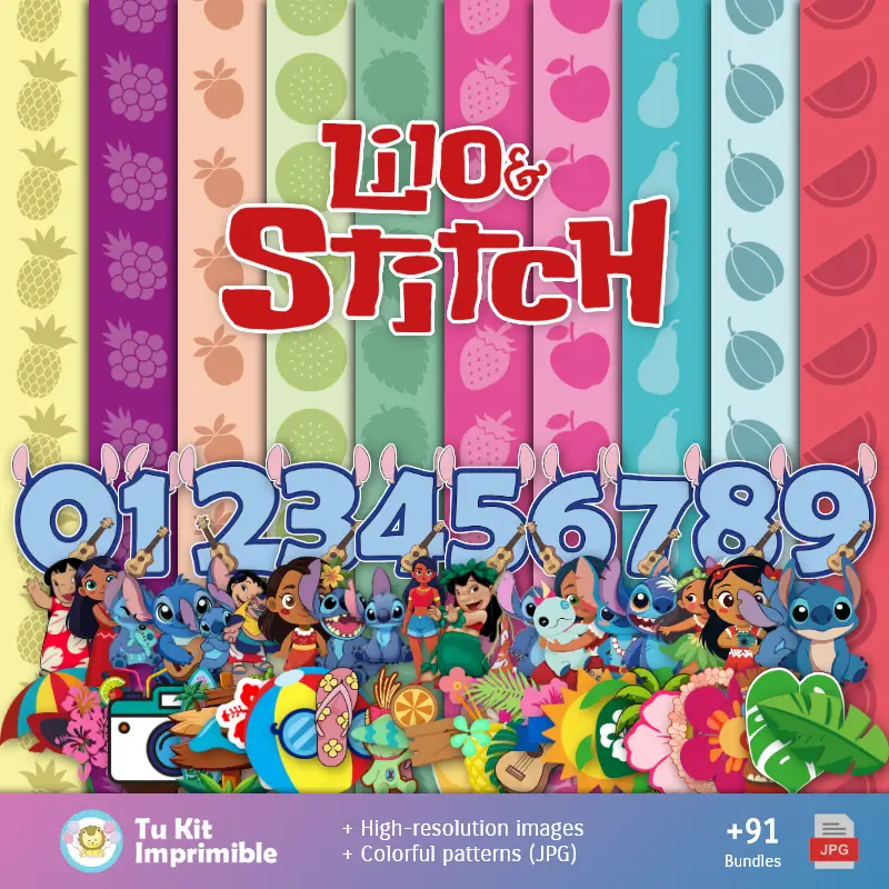 Personajes | Fundos Lilo e Stitch - Papeles Digitales para Decoração