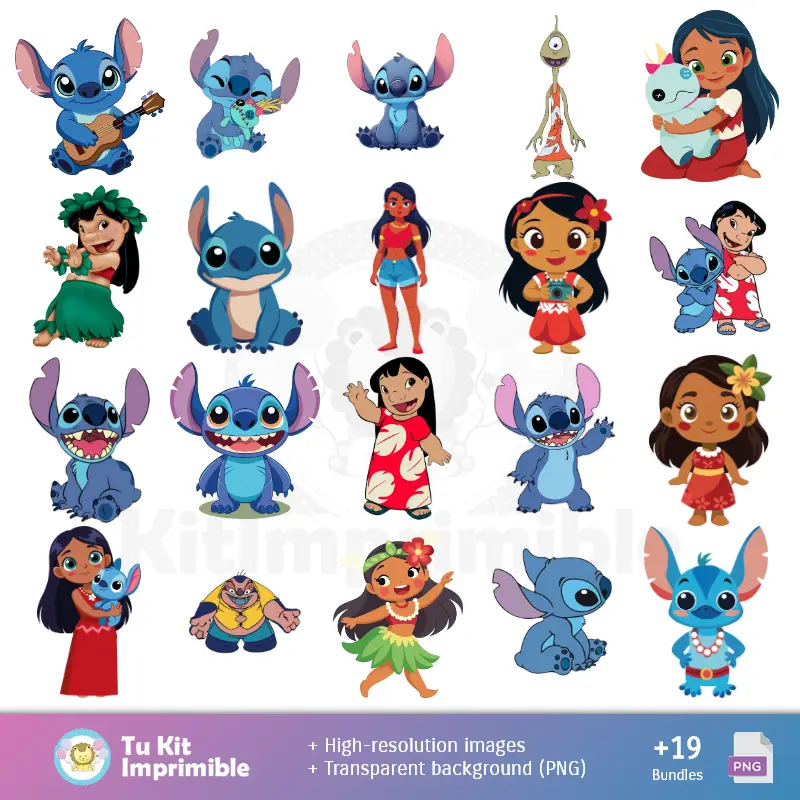 Fondos | Fundos Lilo e Stitch - Papeles Digitales para Decoração