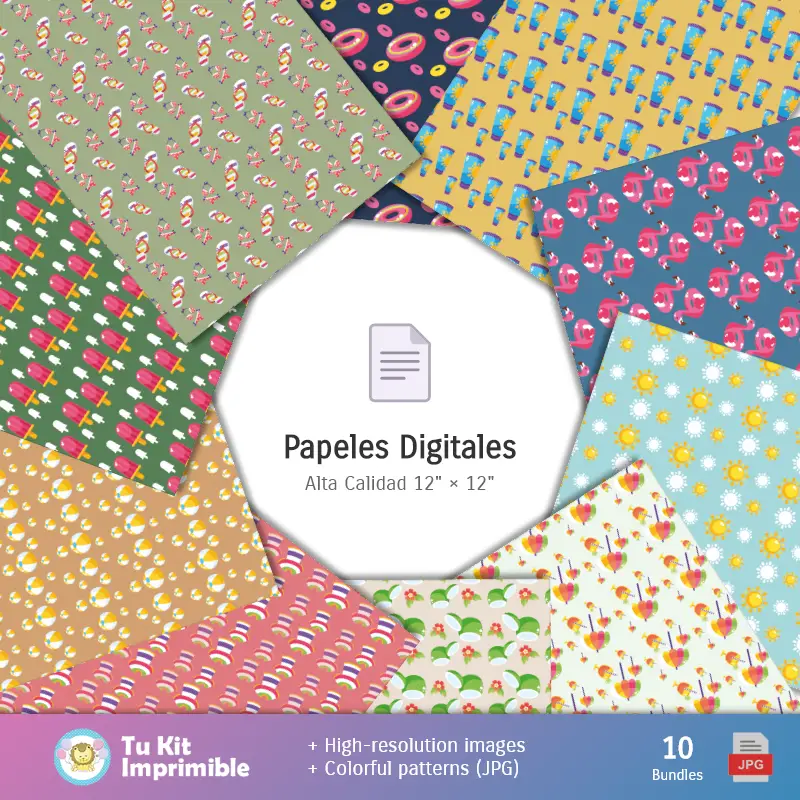 Collages | Sfondi per feste in piscina - Carte digitali per decorazioni