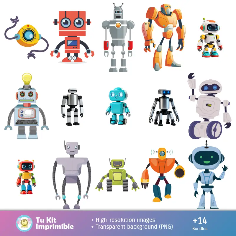 Personajes | Fundos Robots - Papel Digital para Decoração