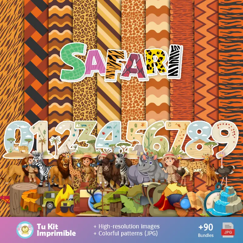 Fundos Animal Print Safari - Papeles Digitales para Decoração