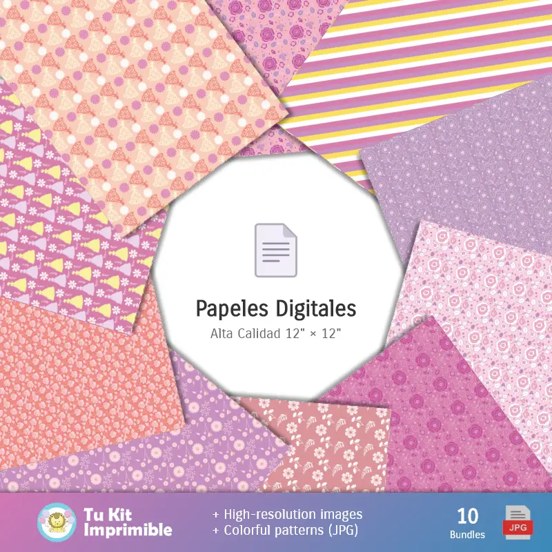 Collages | Fundos Quinze Banheira - Papel Digital para Decoração