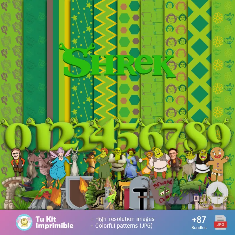 Fundos Shrek - Papel Digital para Decoração