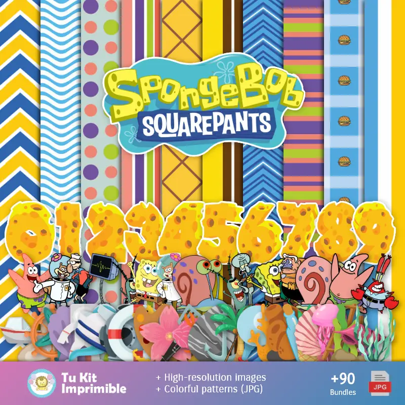 Fundos Bob Esponja - Papel Digital para Decoração
