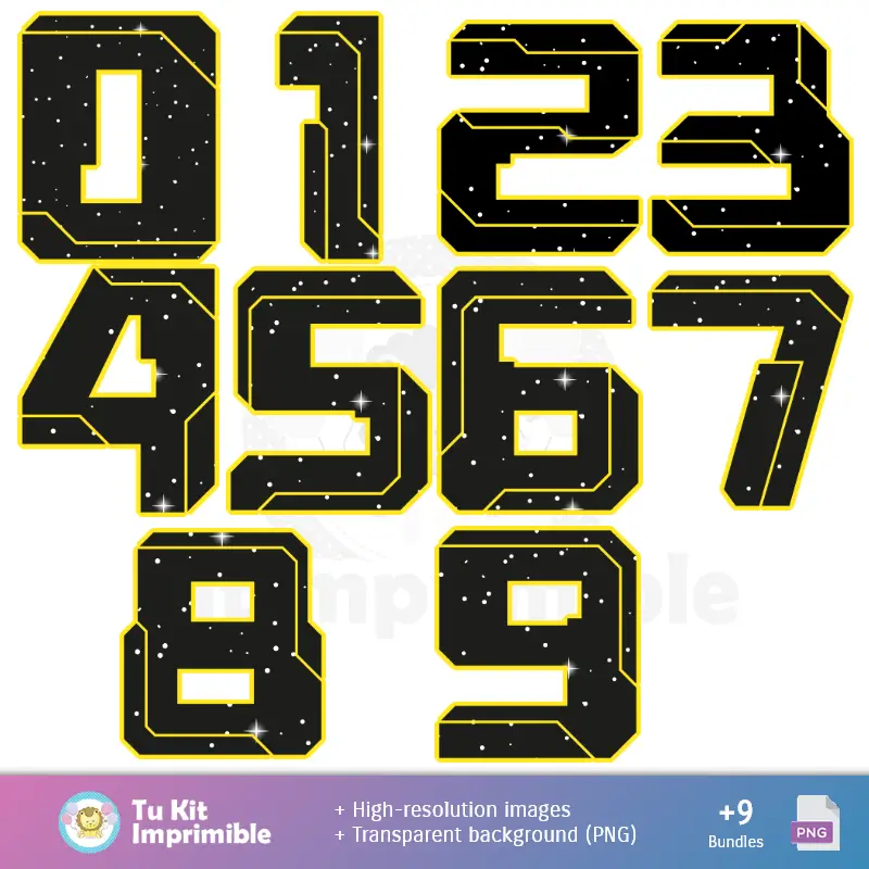 Números Temáticos | Fundos Star Wars - Papel Digital para Decoração