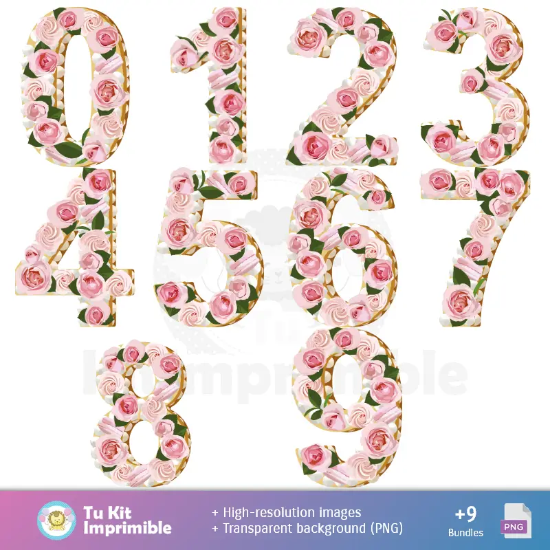 Números Temáticos | Fundo Dia da Mãe - Papel Digital para Decoração