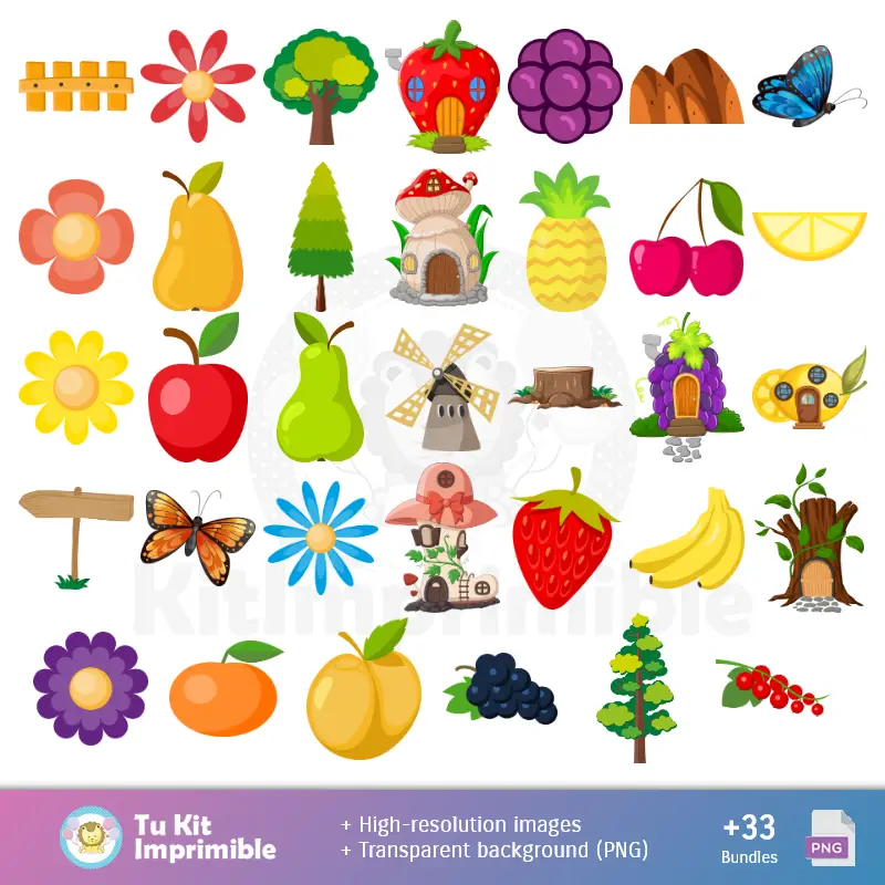 Accesorios | Fundos Frutillita - Papel Digital para Decoração