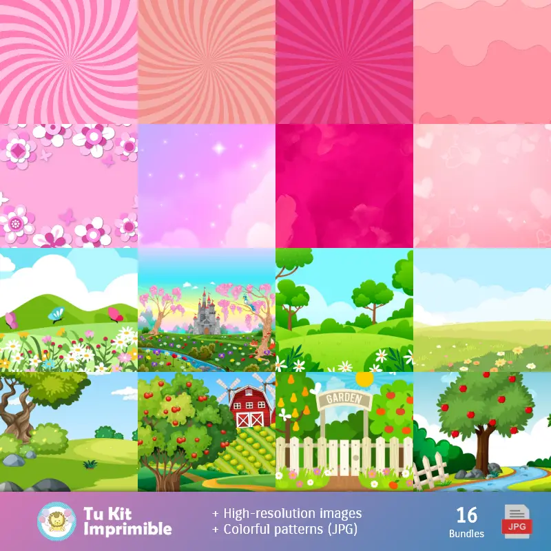 Fondos | Fundos Frutillita - Papel Digital para Decoração