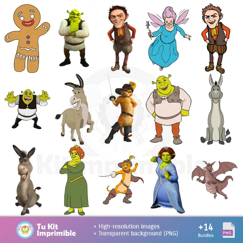 Personajes | Padrões e Texturas Shrek - Kits de Scrapbook e Festas