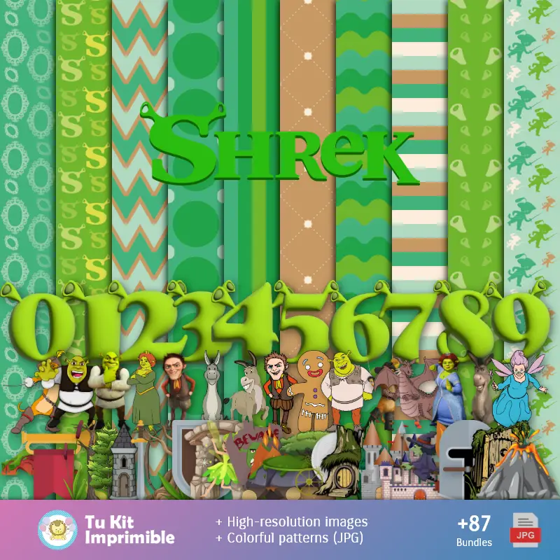 Shrek Patterns and Textures - Scrapbook Kits and Parties