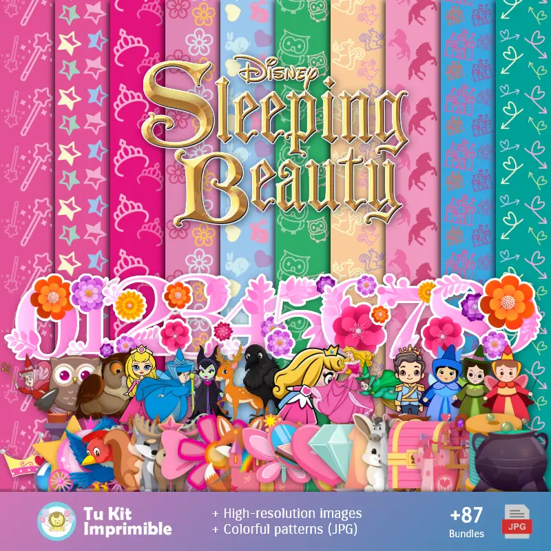 Обои для спящей красавицы - цифровые декоративные бумаги
