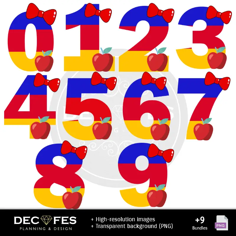 Números Temáticos | Snow e 7 Dwarf Digital Paper - Stampabile per Scrapbook e fai da te