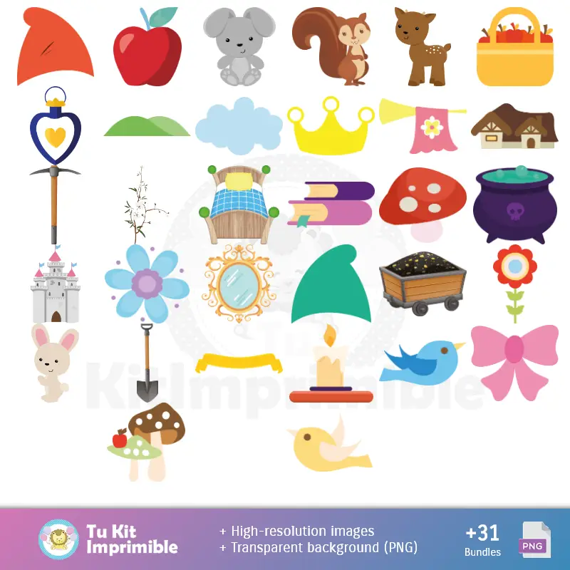 Personajes | Snow White and The 7 Dwarf Wallpapers - Digital Decor Papers