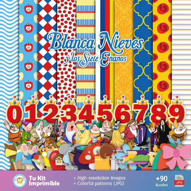 Collages | Snow White and The 7 Dwarf Wallpapers - Digital Decor Papers