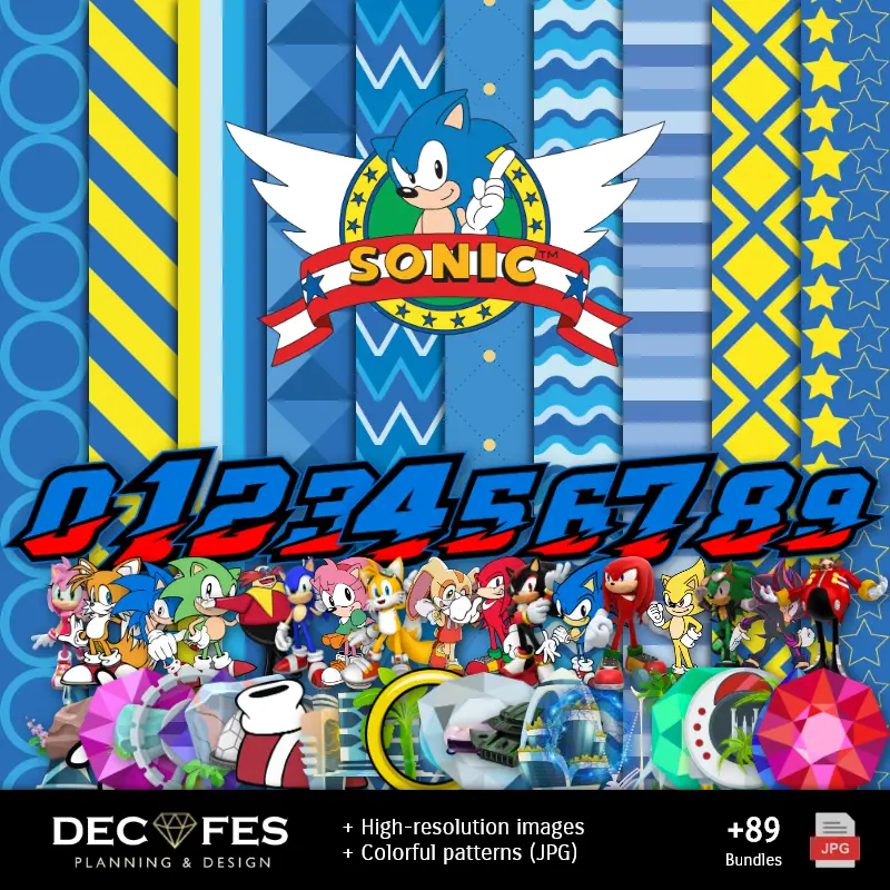 Sonic Digital Paper - Stampabile per Scrapbook e fai da te