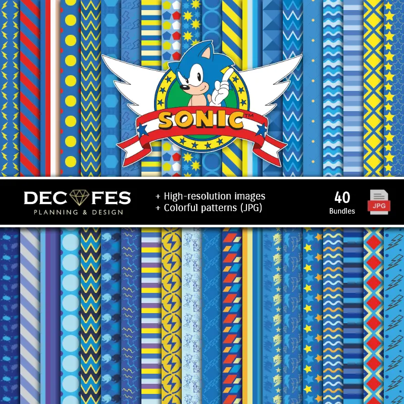 Fondos | Set de Papeles Digitales Sonic - Fundos para Festas e Scrapbooking