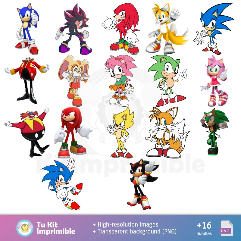 Personajes | Modelli e texture Sonic - Scrapbook e Kit di partito