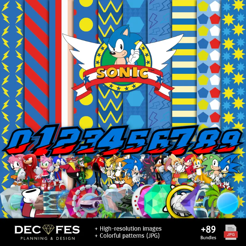 Scrapbook Sonic - Designs Imprimíveis para Manualidades