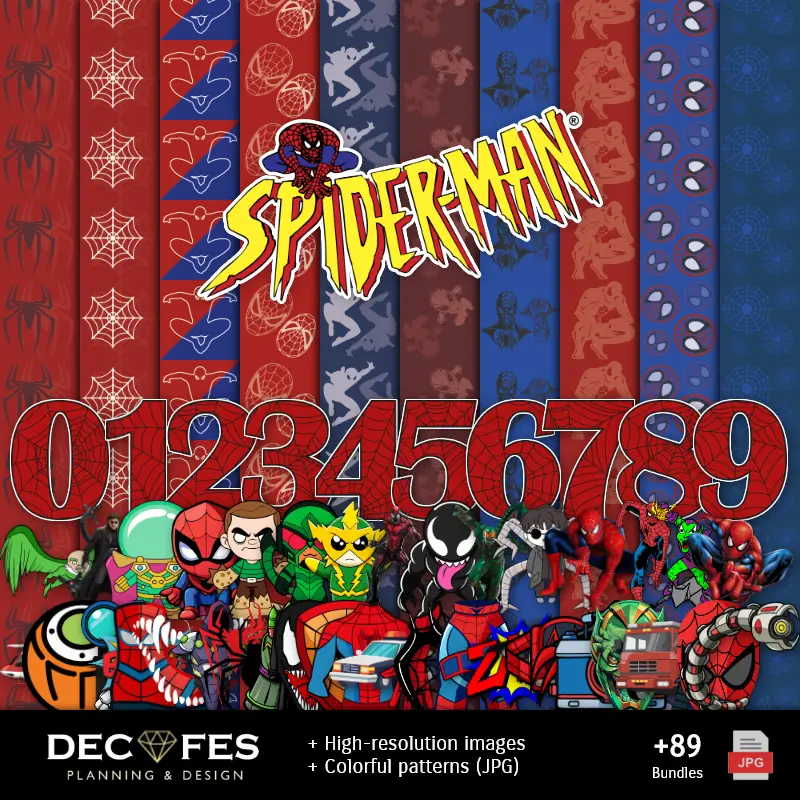 Números Temáticos | Spider homme Scrapbook - Dessins imprimables pour les manuels