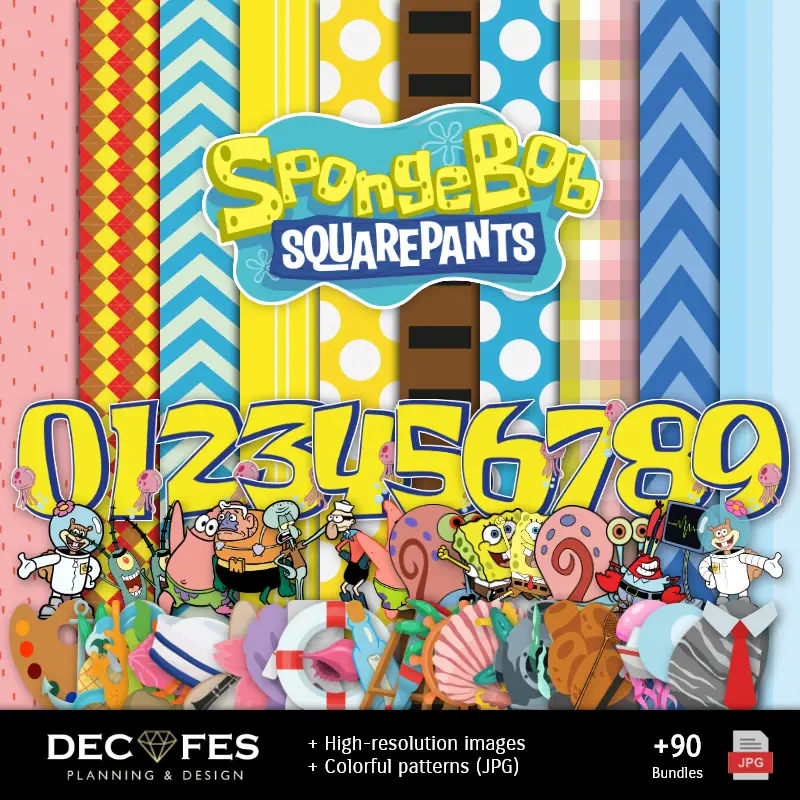 Sponge Bob Digital Paper - Printable for Scrapbook and DIY