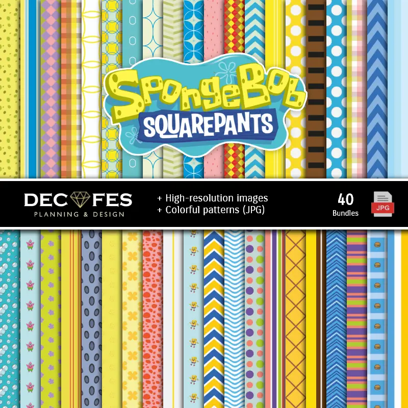 Fondos | スポンジボブデジタルペーパーセット - フェスティバルとスキャプブックのための財団