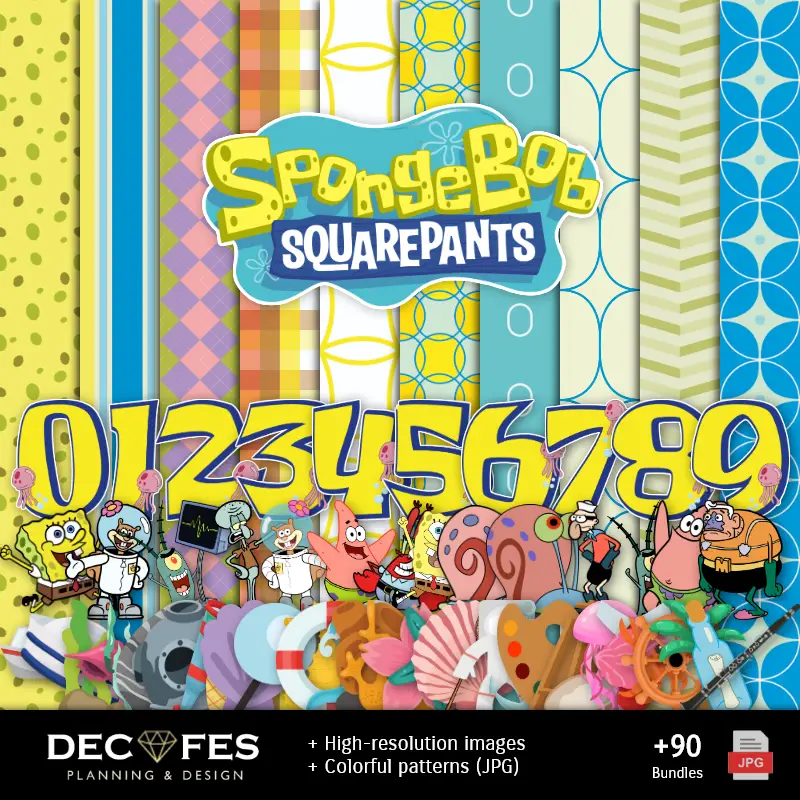 Scrapbook Bob Esponja - Designs Imprimíveis para Manualidades