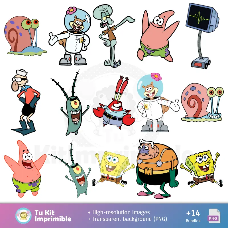 Números Temáticos | SpongeBob Modelli e texture - Scrapbook e kit partito